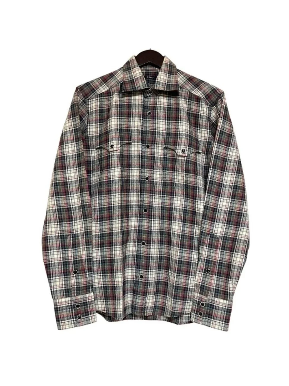 Gucci Plaid Pattern Long Sleeve Wool Flannelette Blouse